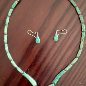 Gorgeous Green Opal Necklace and Earring Set, One of a Kind, New, From Mexico!
